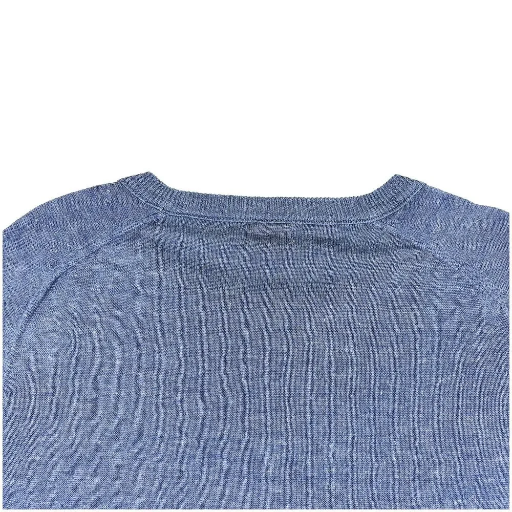 J Crew Linen Cotton Crewneck Sweater XL Blue Lightweight Coastal Preppy